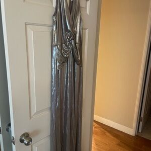 Eliza J Metallic Silver Gown metallic taupe